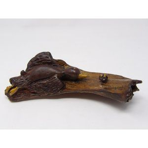 Vintage Hand Carved Hand Painted Wood Duck and Bee on Limb signed Ella Hobgood 1